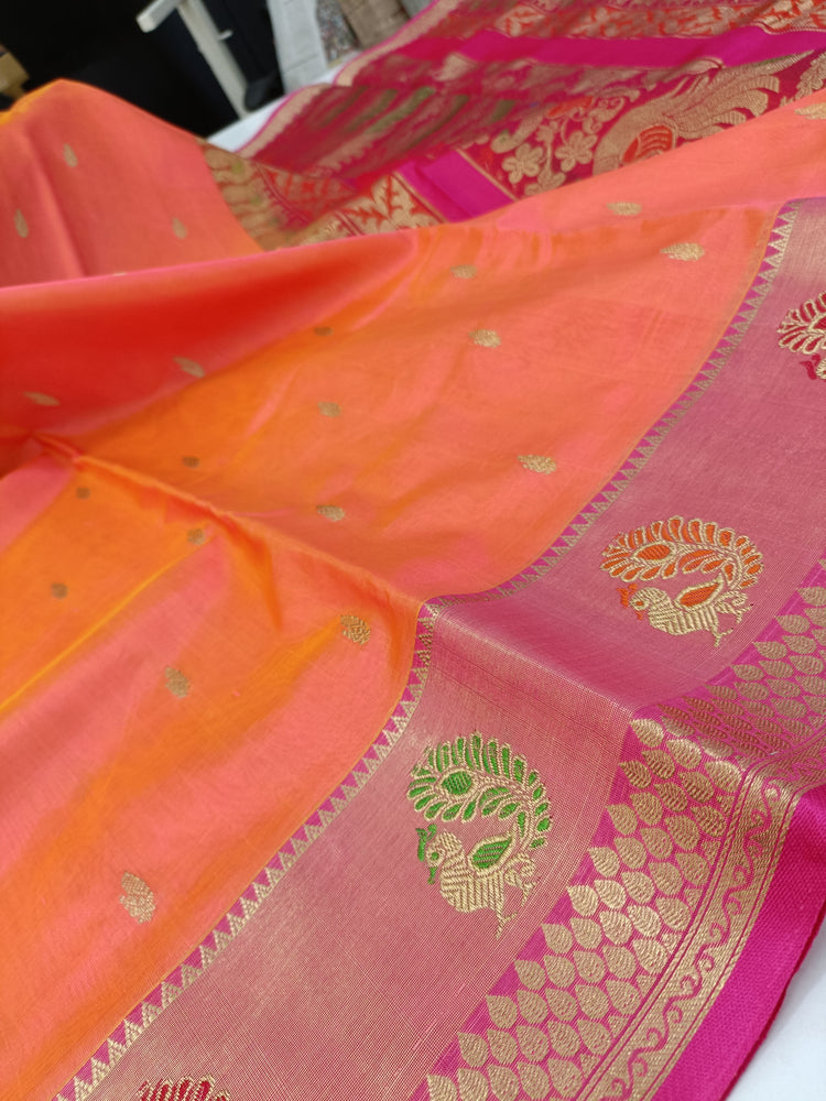 Pink Wedding Saree and Orange Blouse | Elegant blouse designs, Beautiful  blouses, Wedding saree blouse designs